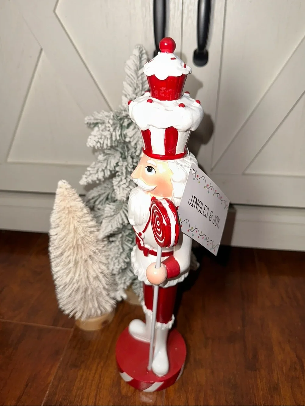 Jingles & Joy Festive Red & White Peppermint Nutcracker Holiday Figurine